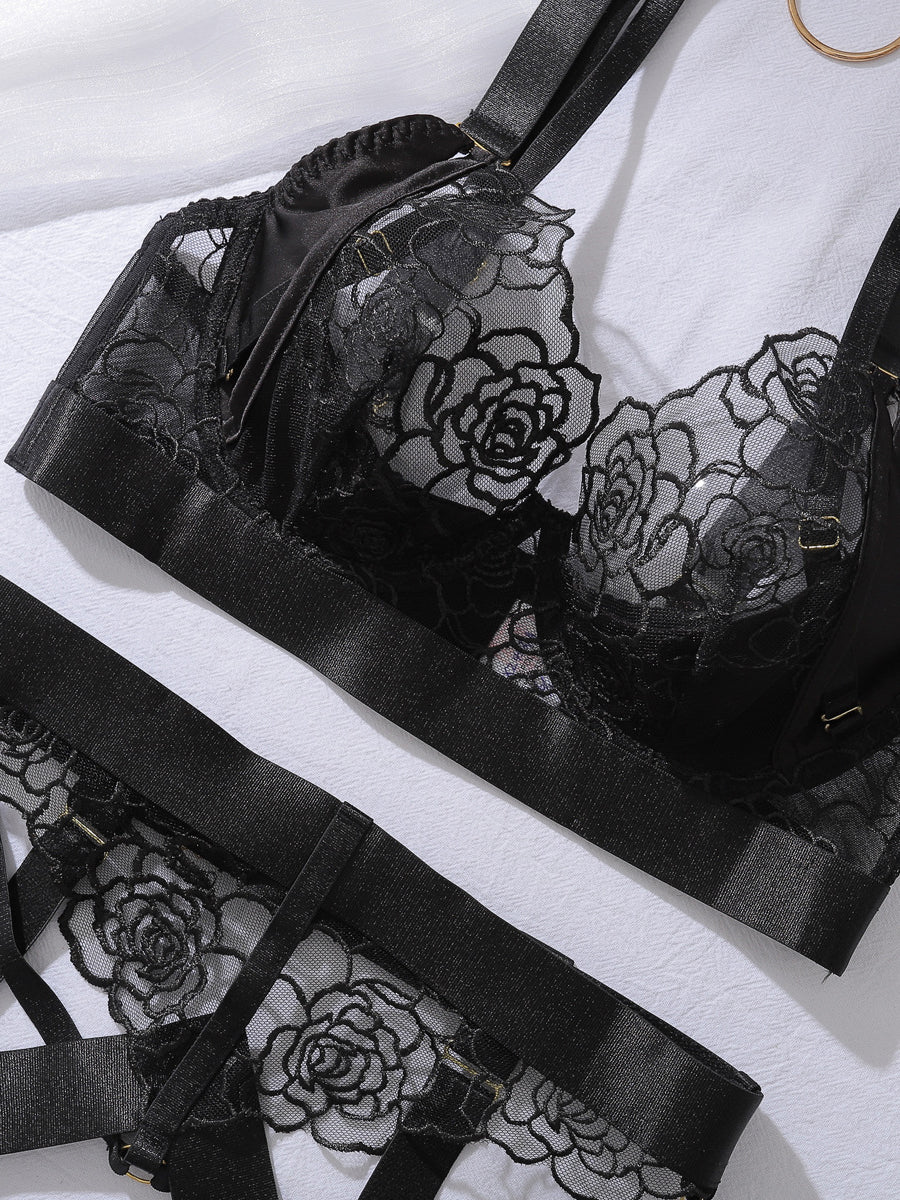 Sexy flower temptation underwear five-piece set