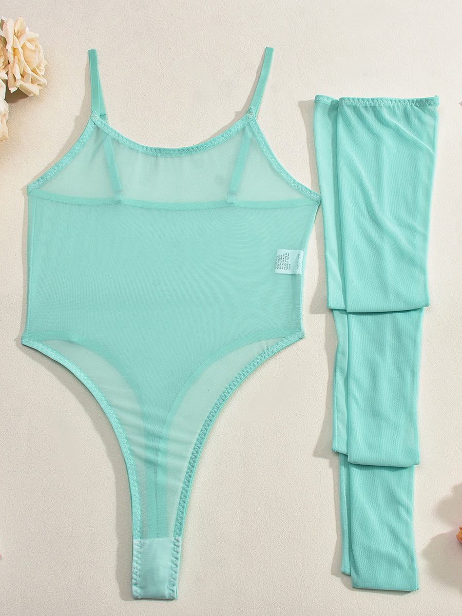 New arrival sexy mesh bodysuit with leg socks set