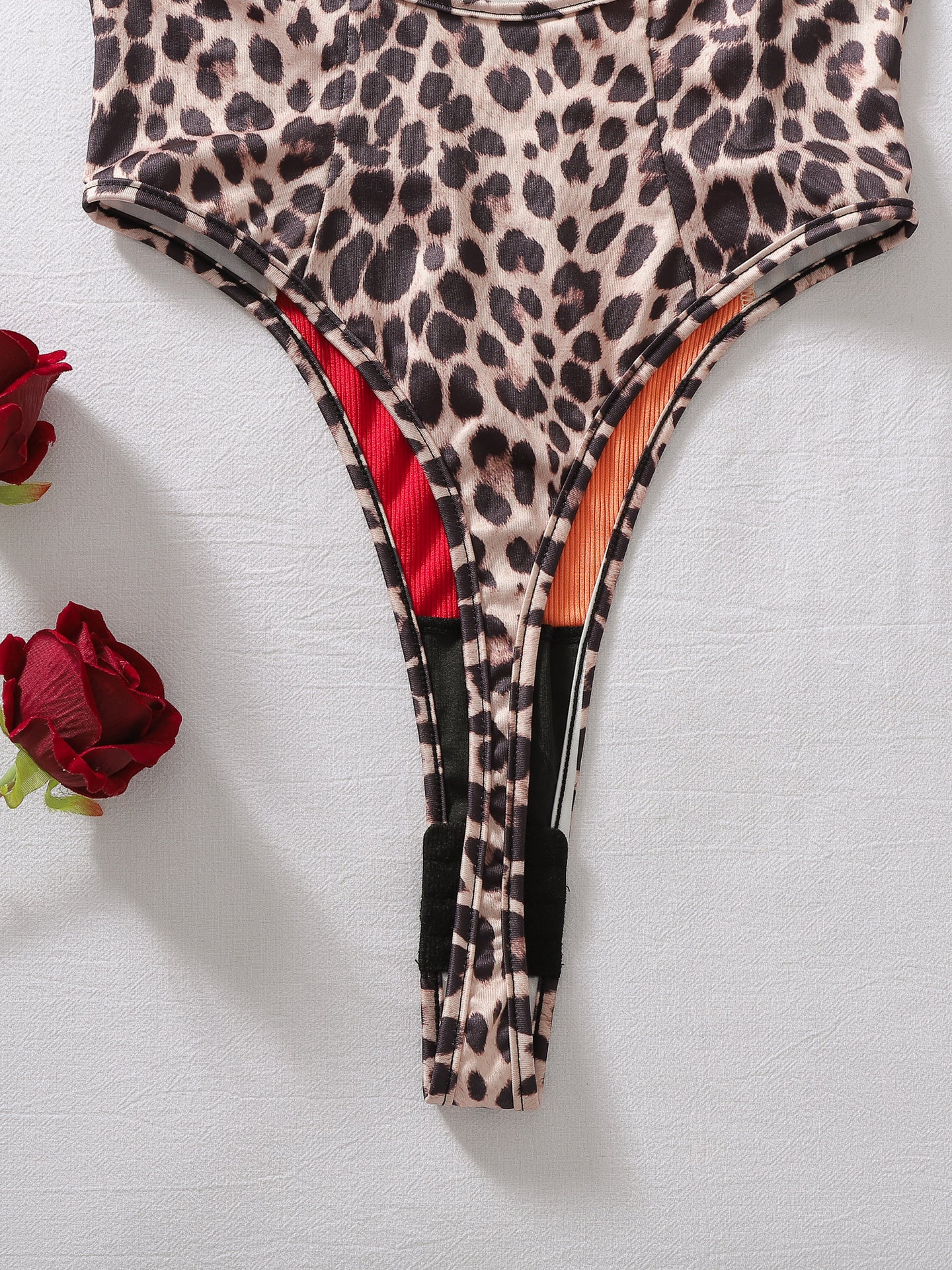 New Sexy Open-Crotch Bodysuit with Colorful Leopard Print