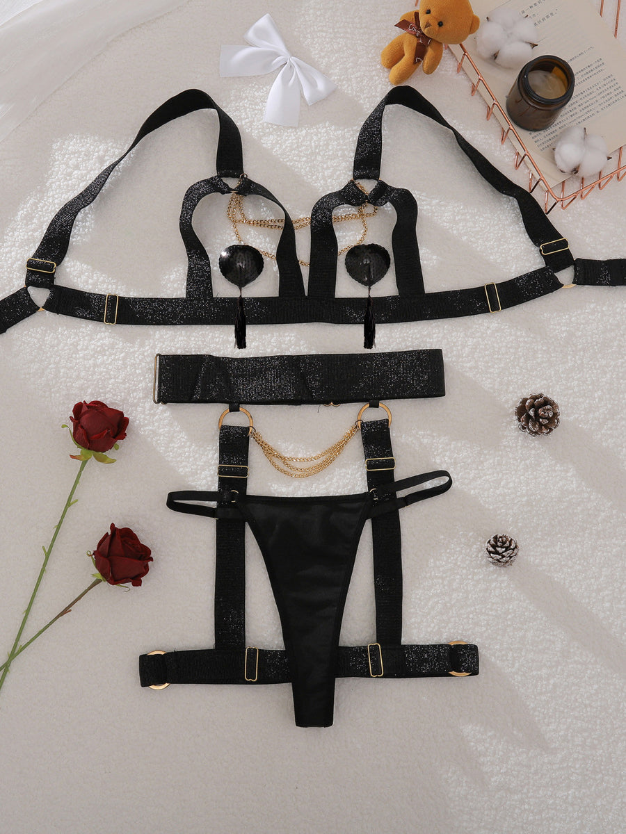 Metal chain body shaping sexy underwear set
