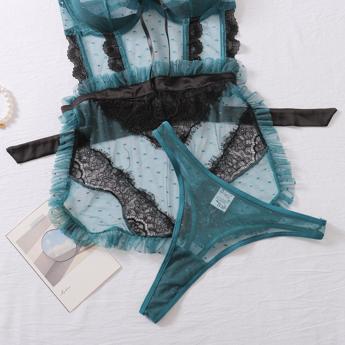 New sexy bow polka dot temptation fun two-piece suit