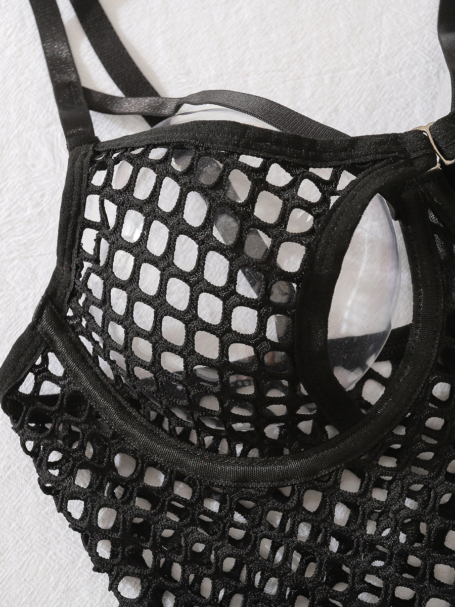 Sexy hollow fishnet erotic underwear set