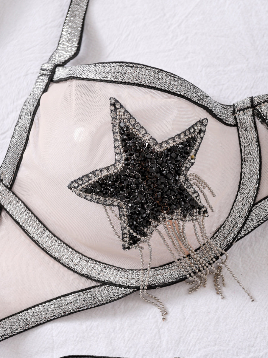 Sexy five-pointed star rhinestone sexy suit