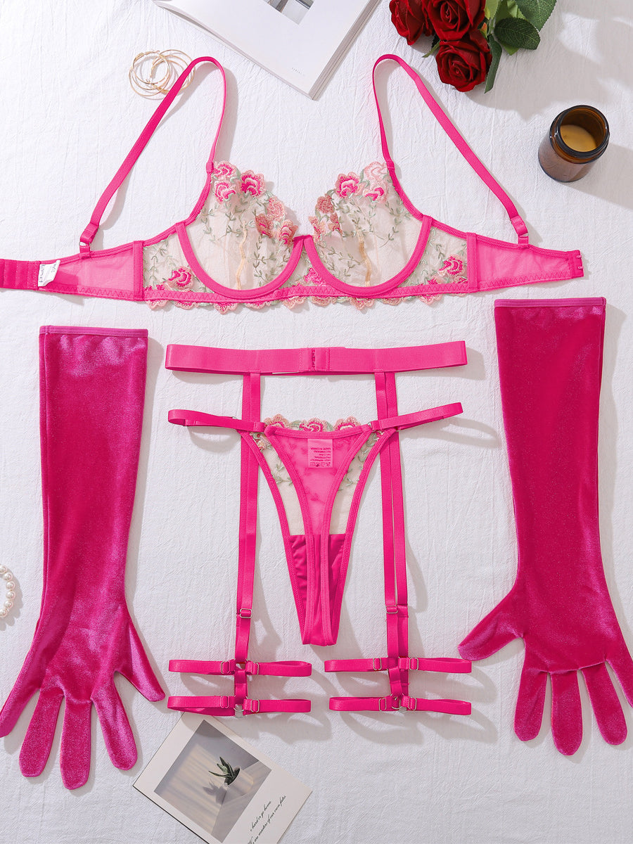New style flower underwear four piece sexy suit