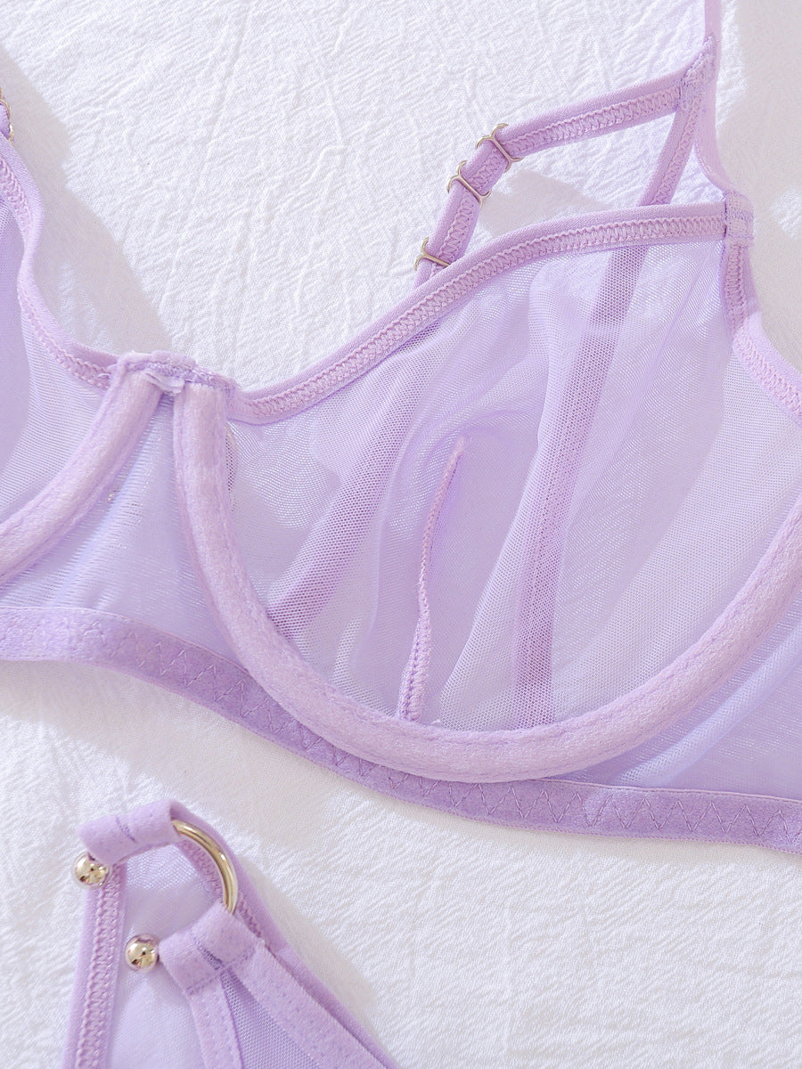 New sexy purple erotic lingerie panties four piece set