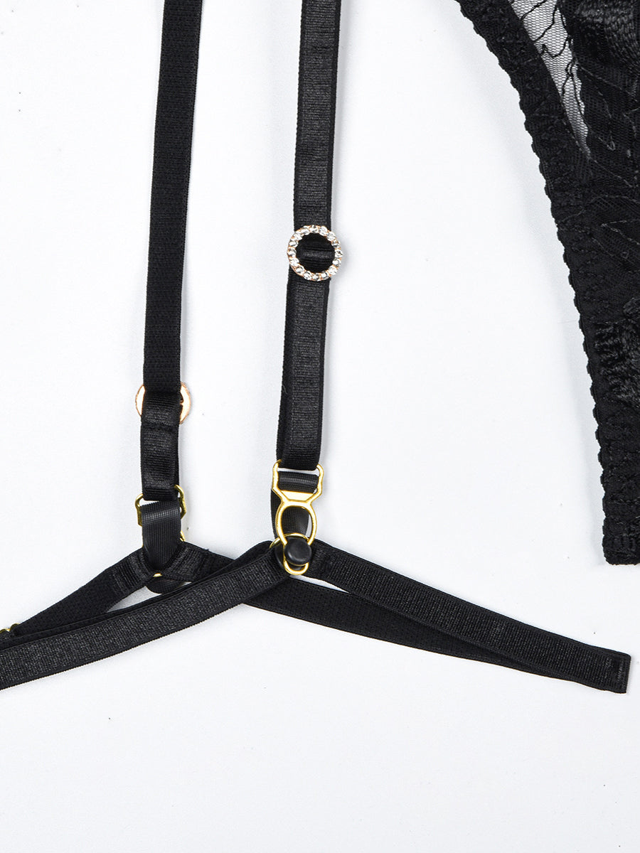 Sexy embroidered retro gem sexy lingerie four set