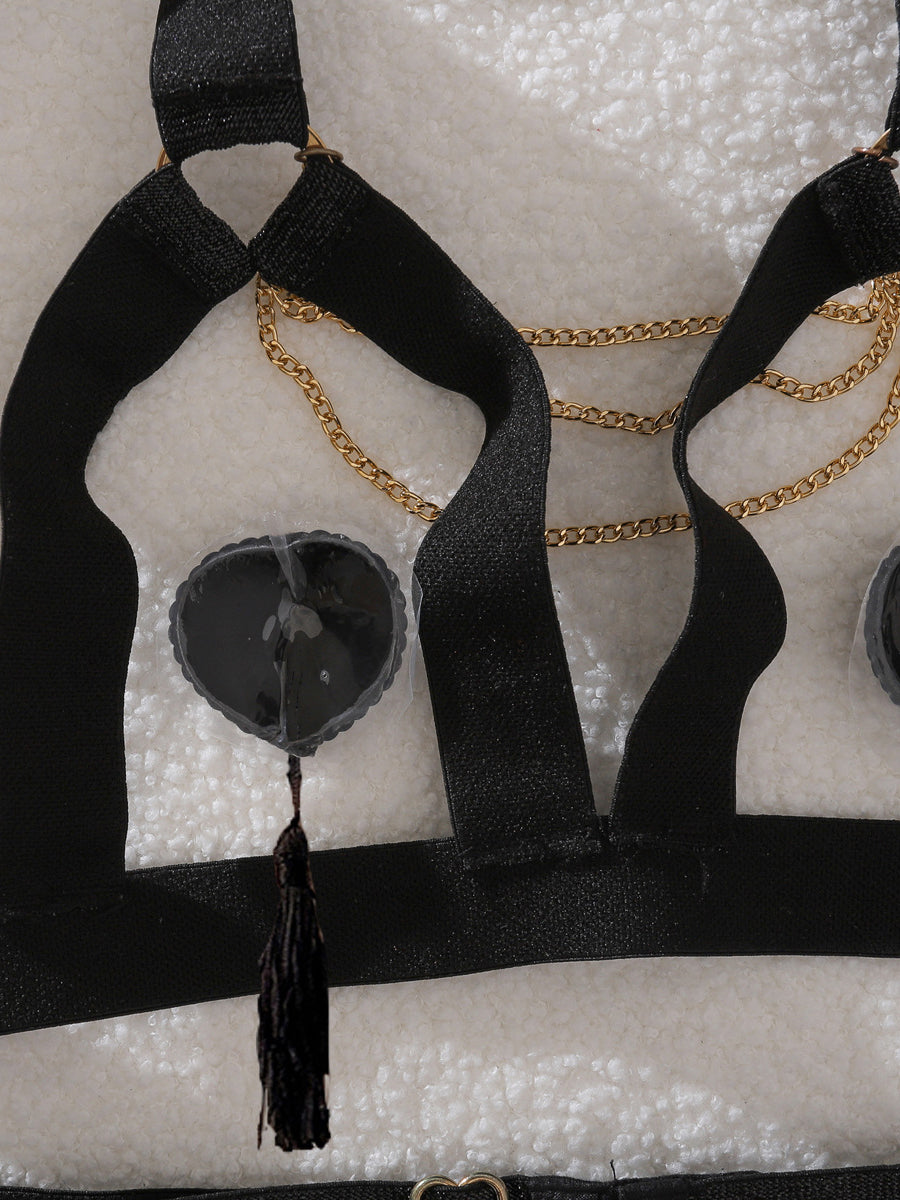Metal chain body shaping sexy underwear set