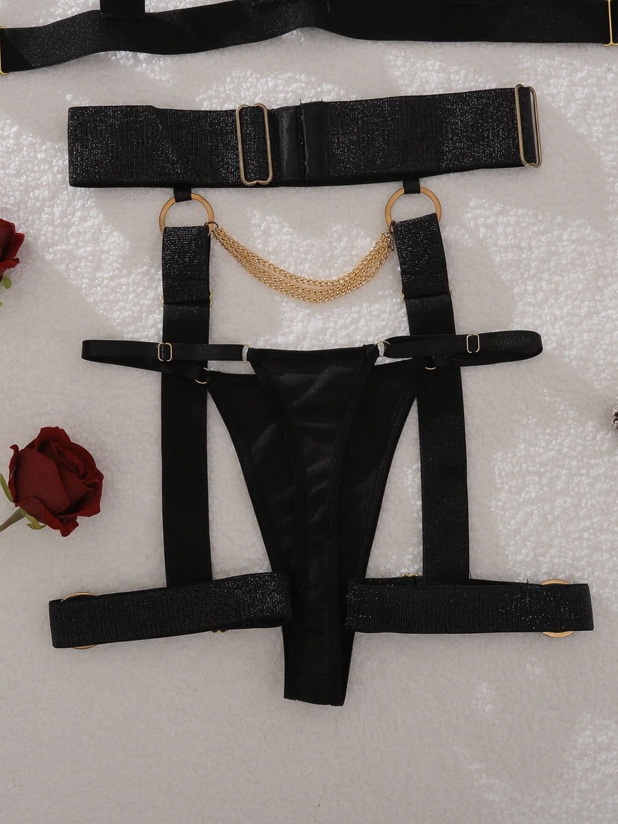 Metal chain body shaping sexy underwear set