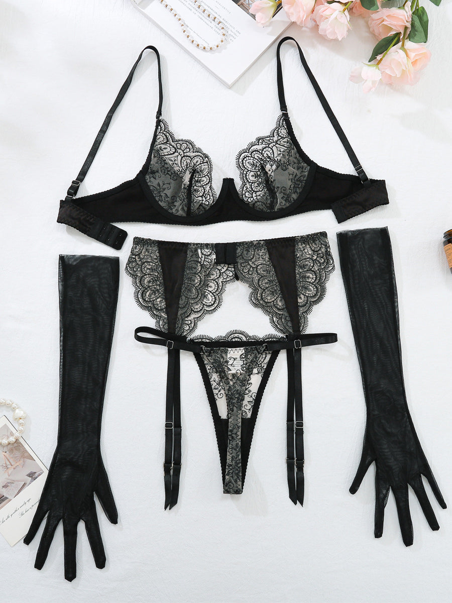Sexy lace embroidery lingerie set