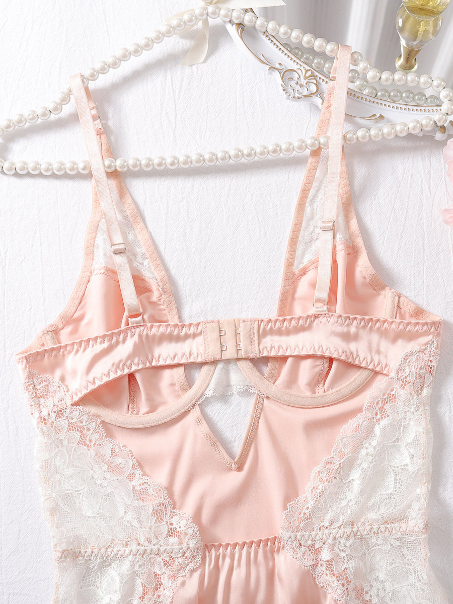 Sexy lace suspender pajamas two-piece set