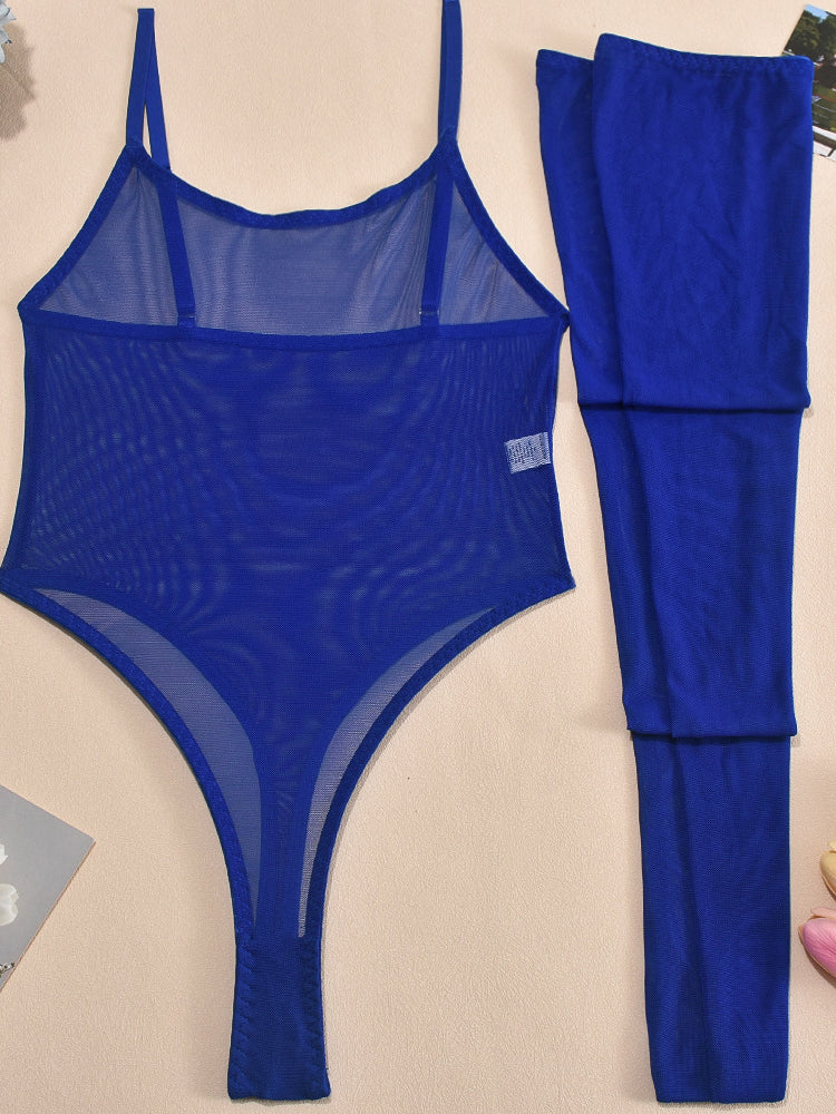 New arrival sexy mesh bodysuit with leg socks set