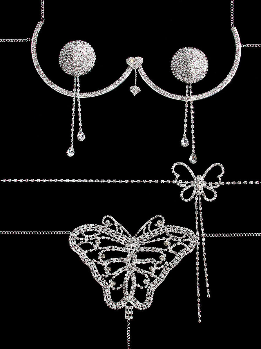 Sexy rhinestone underwear set