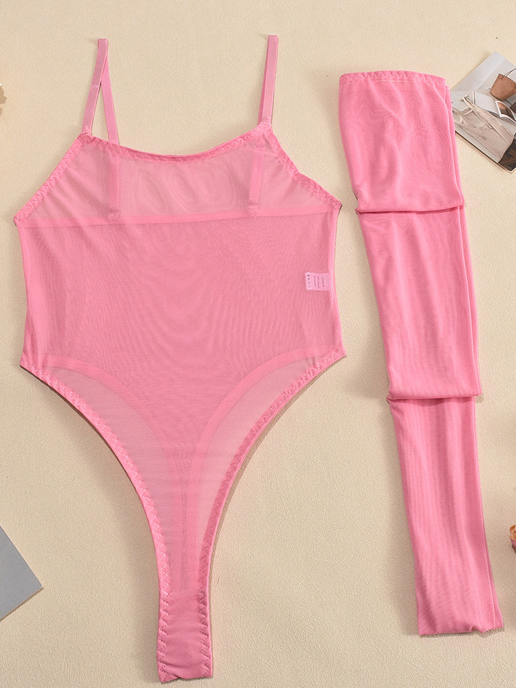 New arrival sexy mesh bodysuit with leg socks set