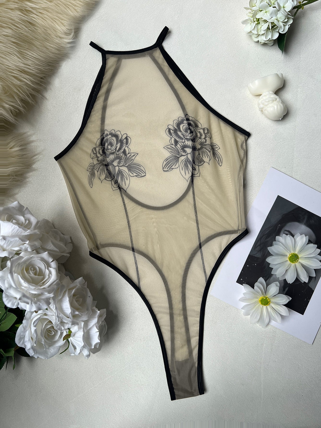 Sexy floral bodysuit