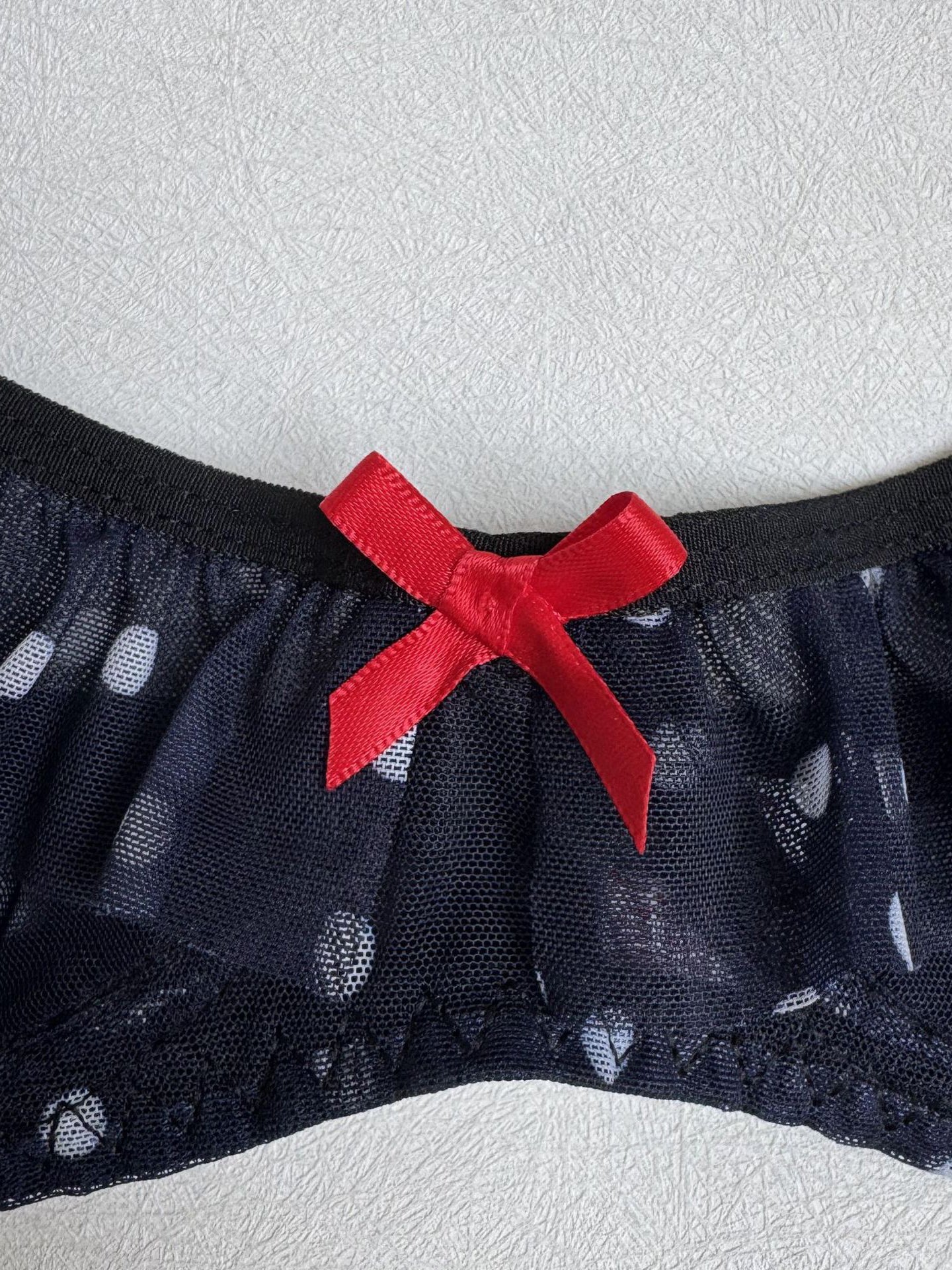 Sexy polka dot ruffled lingerie set