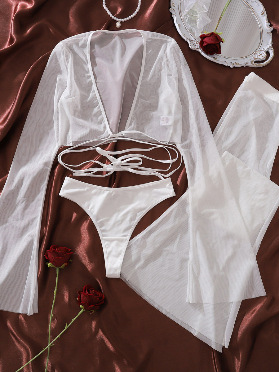 Sexy see-through mesh body shaping sexy underwear pants set