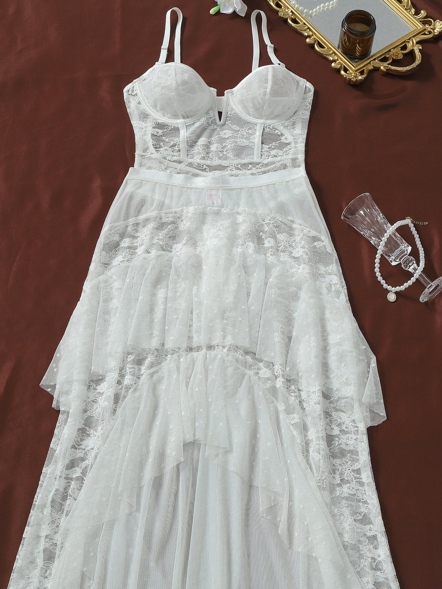 Sexy and romantic floral lace camisole dress
