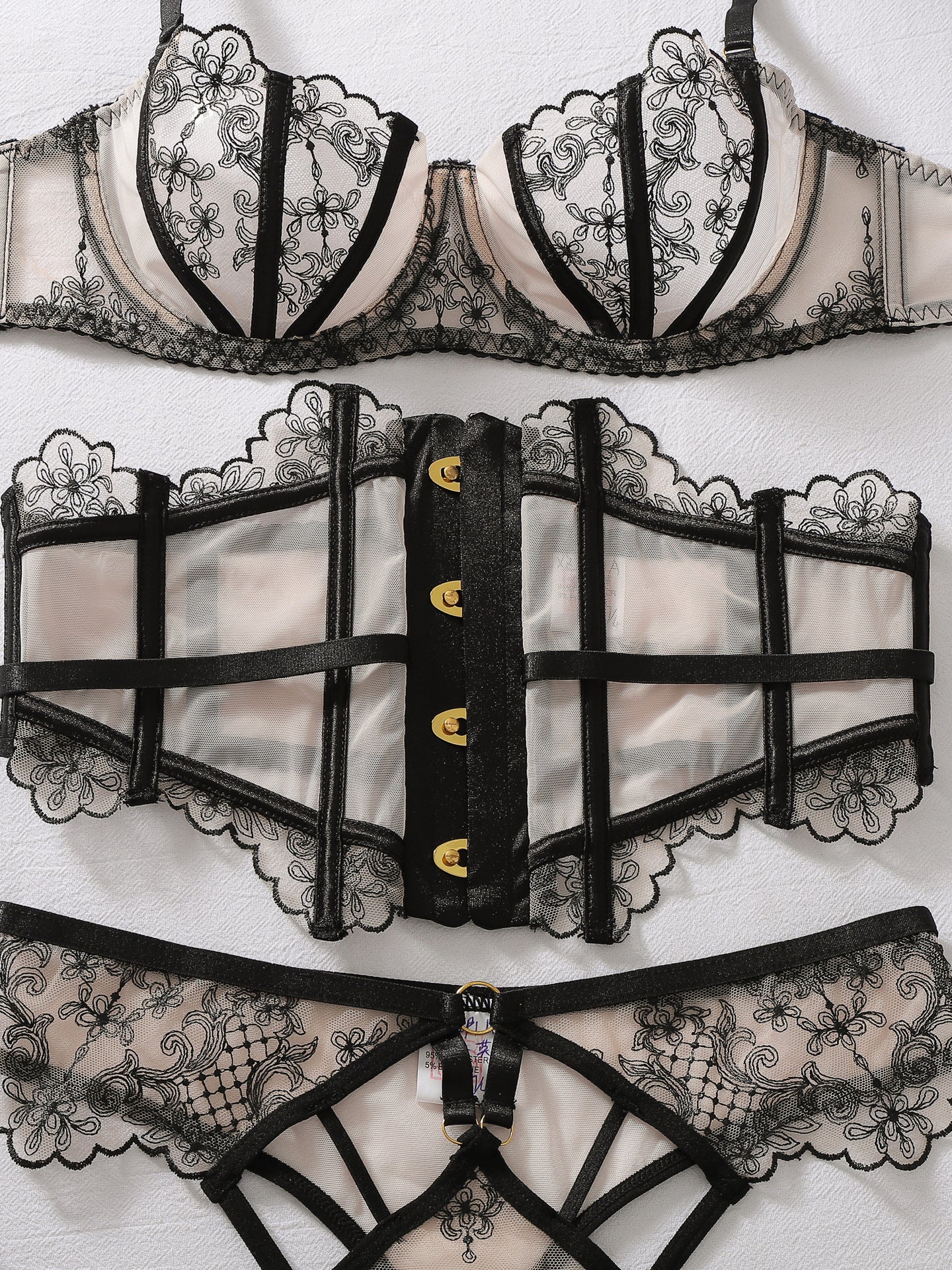 Sexy Floral Embroidered Shaping Lingerie Set
