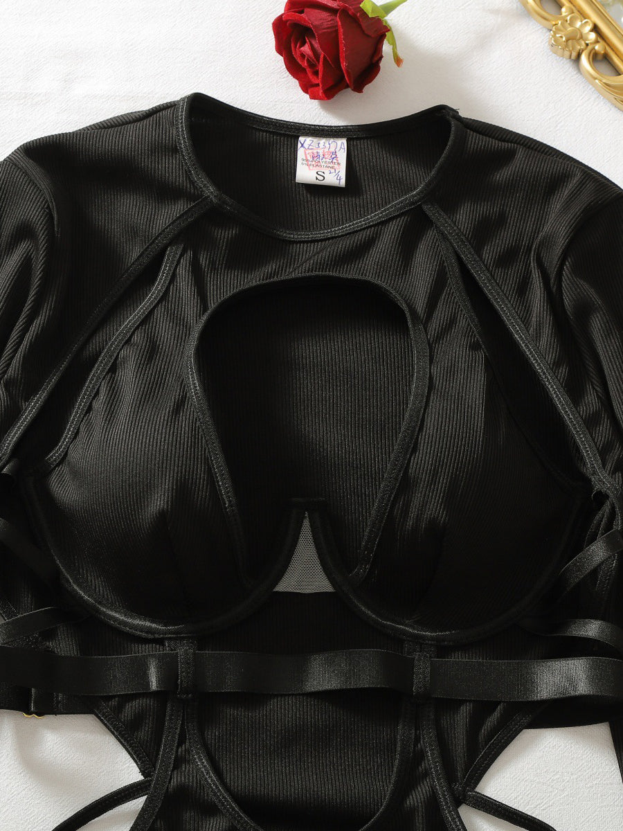 Hot-selling, sexy, long-sleeved, cut-out, open-crotch bodysuit.