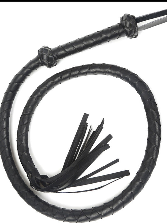 Black leather whip for adults