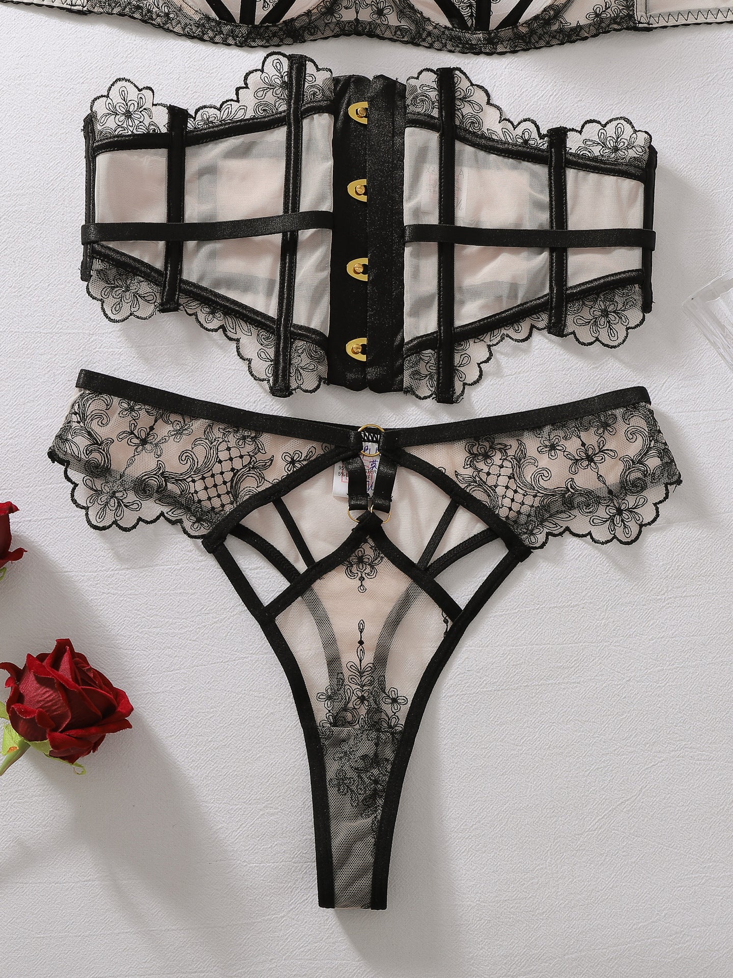 Sexy Floral Embroidered Shaping Lingerie Set