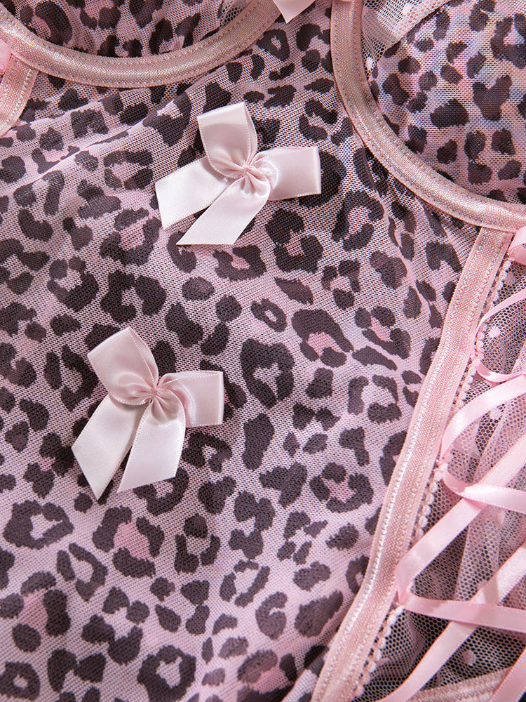 New Leopard Polka Dot Bow Bodysuit