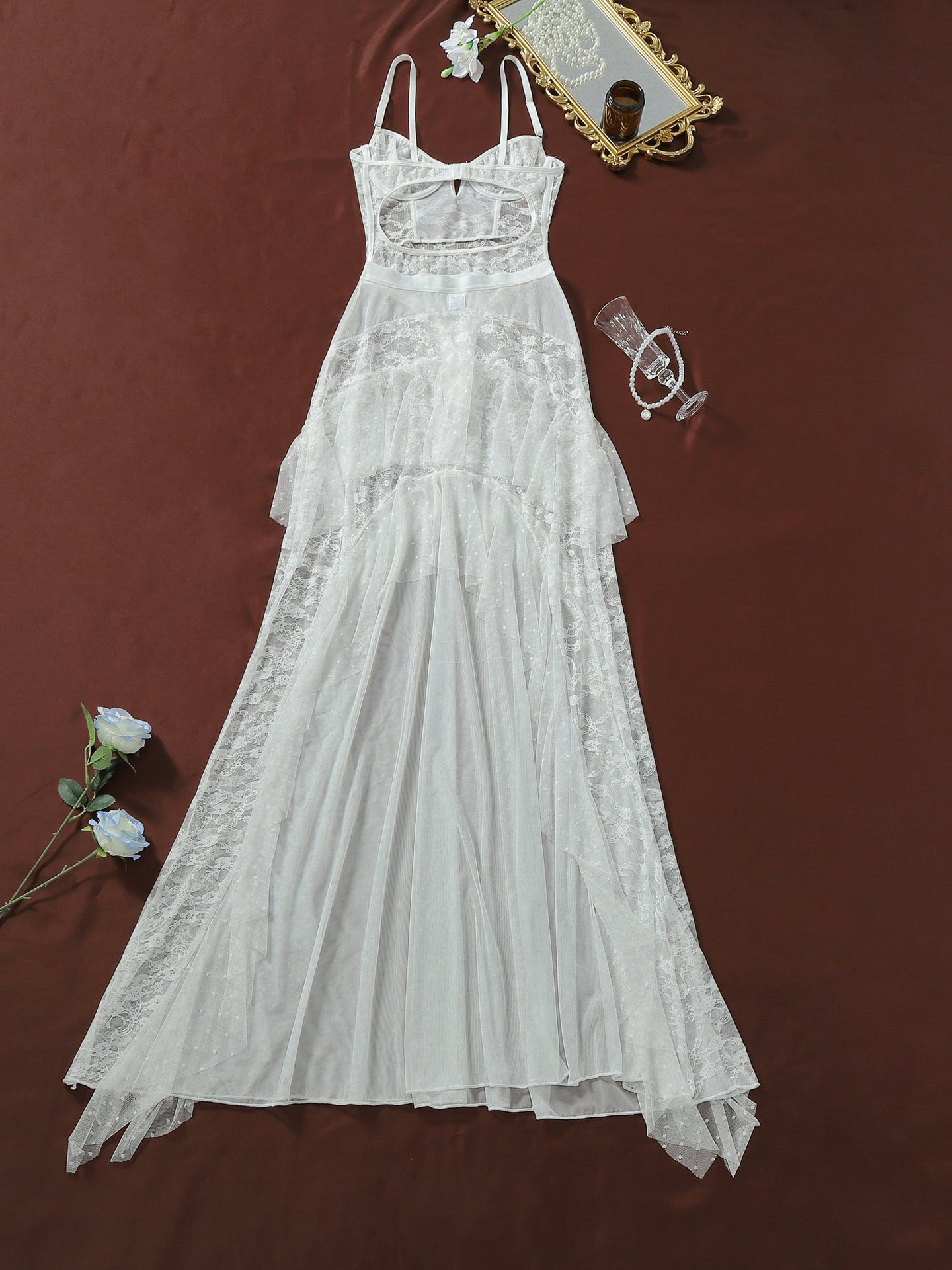 Sexy and romantic floral lace camisole dress