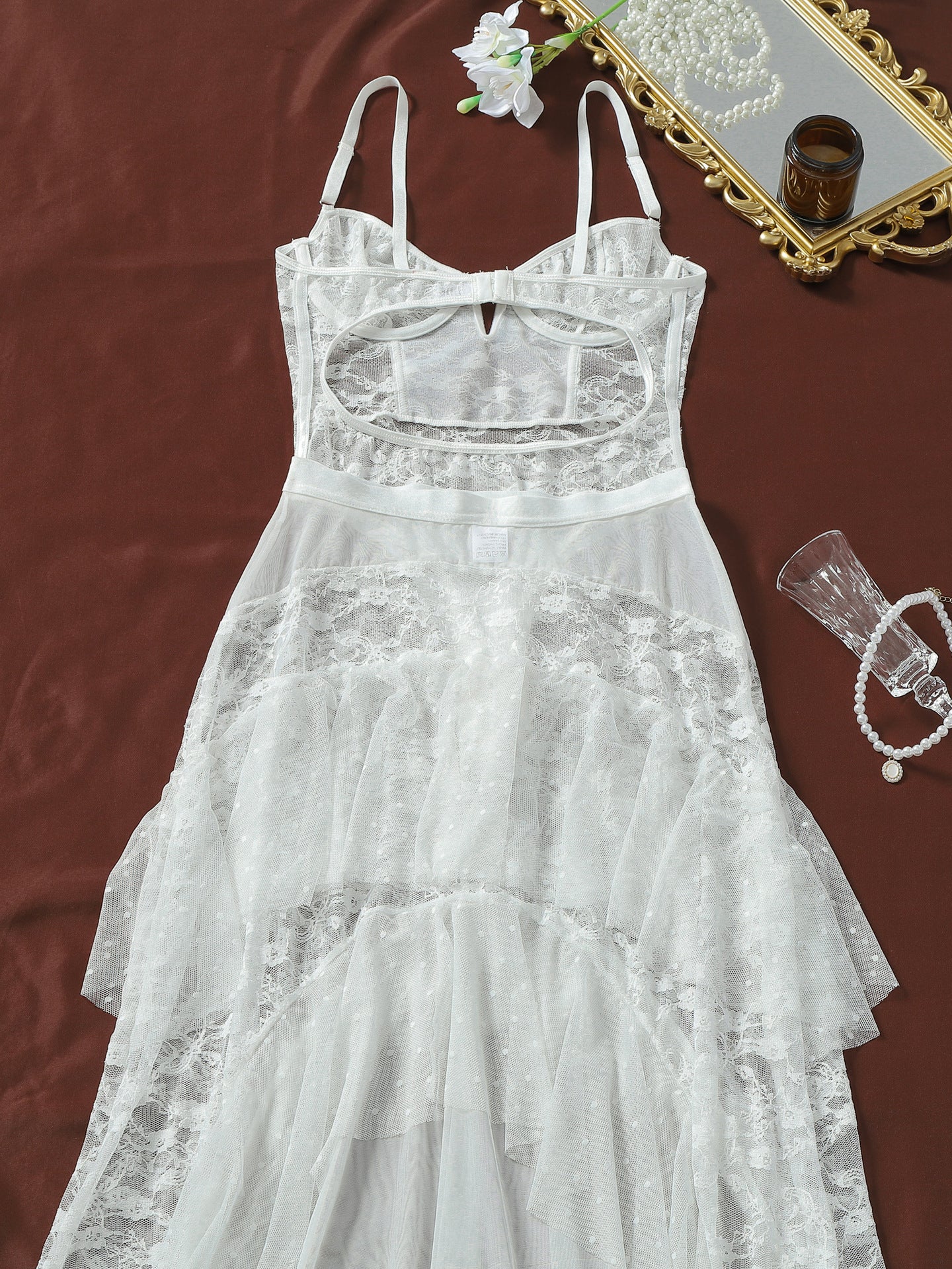 Sexy and romantic floral lace camisole dress
