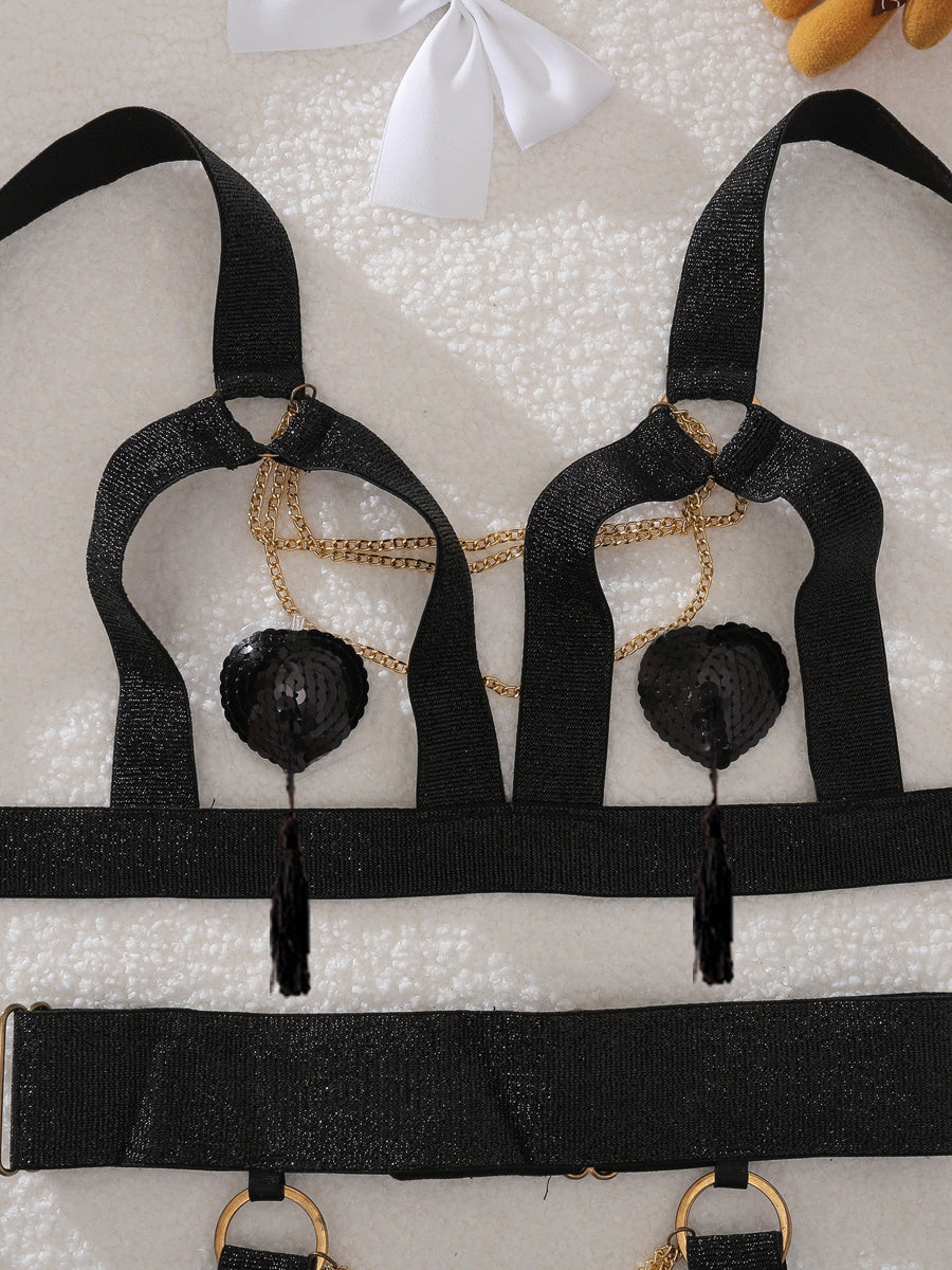 Metal chain body shaping sexy underwear set