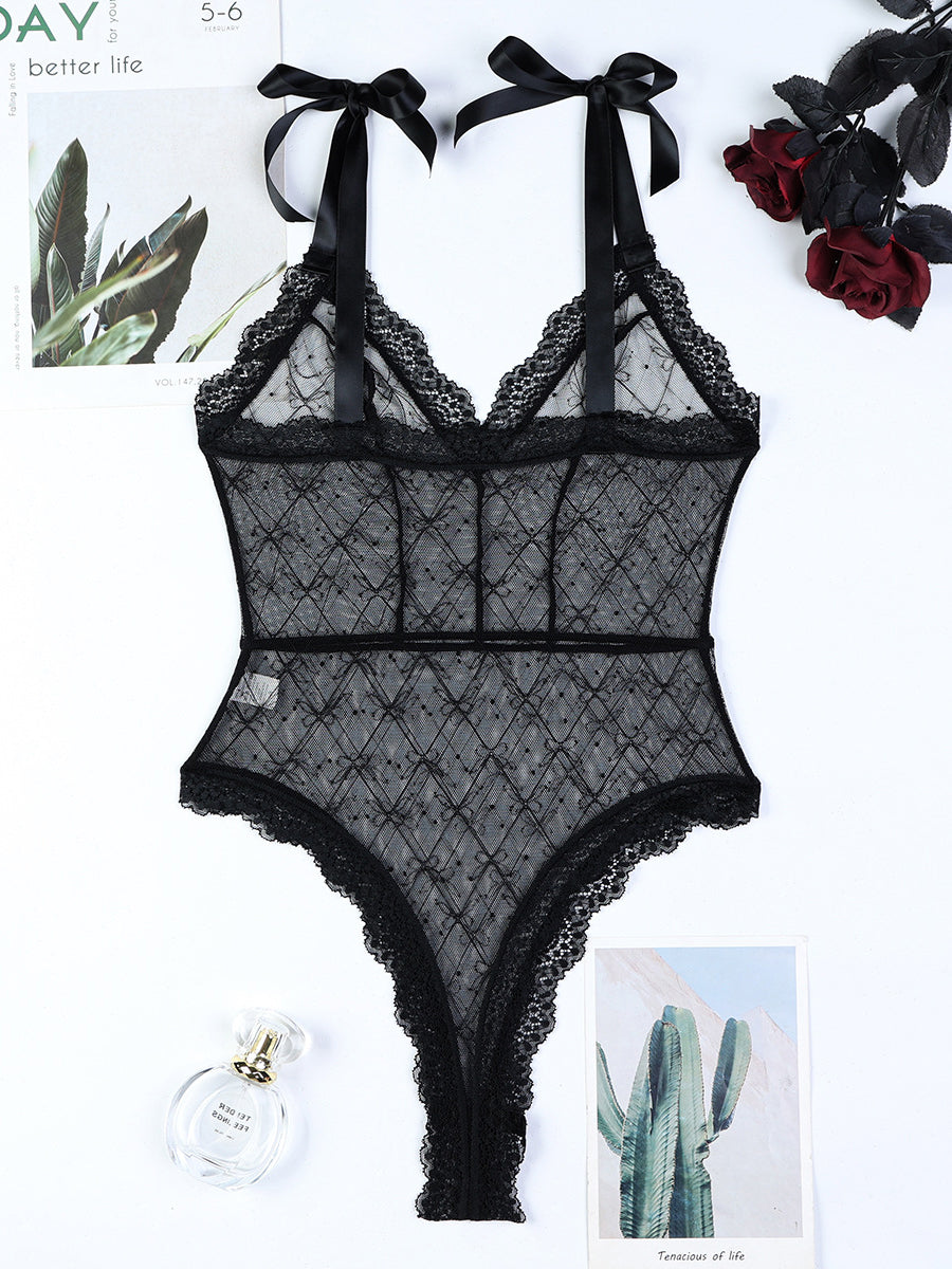 Sexy Bow Lace Bodysuit