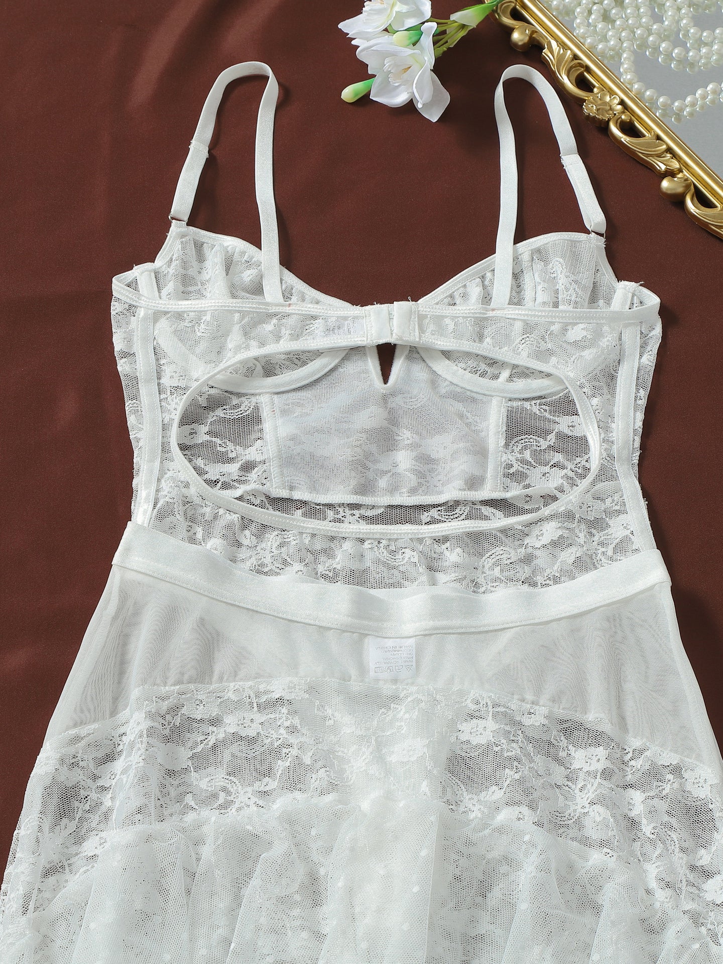 Sexy and romantic floral lace camisole dress