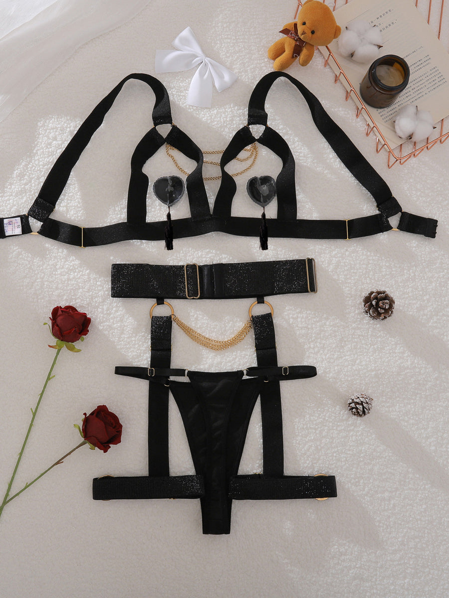 Metal chain body shaping sexy underwear set