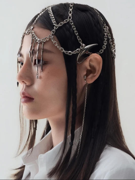 Cornflower Emblem Chain Hair Accessory