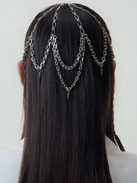Cornflower Emblem Chain Hair Accessory