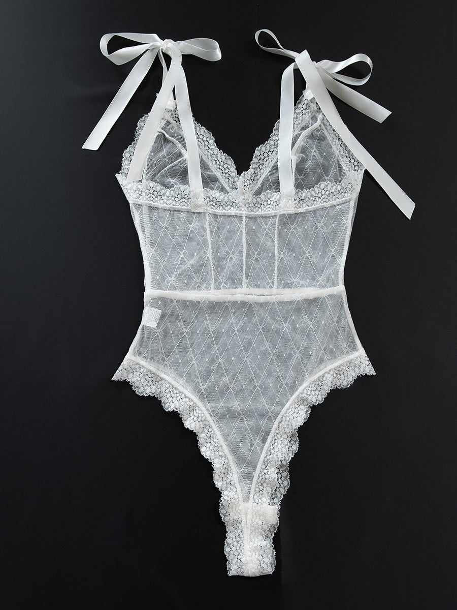 Sexy Bow Lace Bodysuit