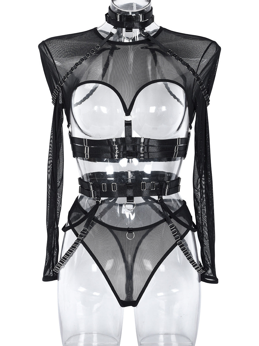Hot sale sexy lingerie splicing hollow sexy lingerie 5 piece set