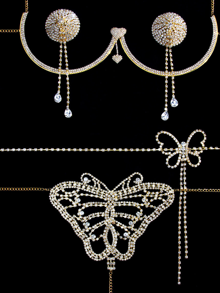 Sexy rhinestone underwear set
