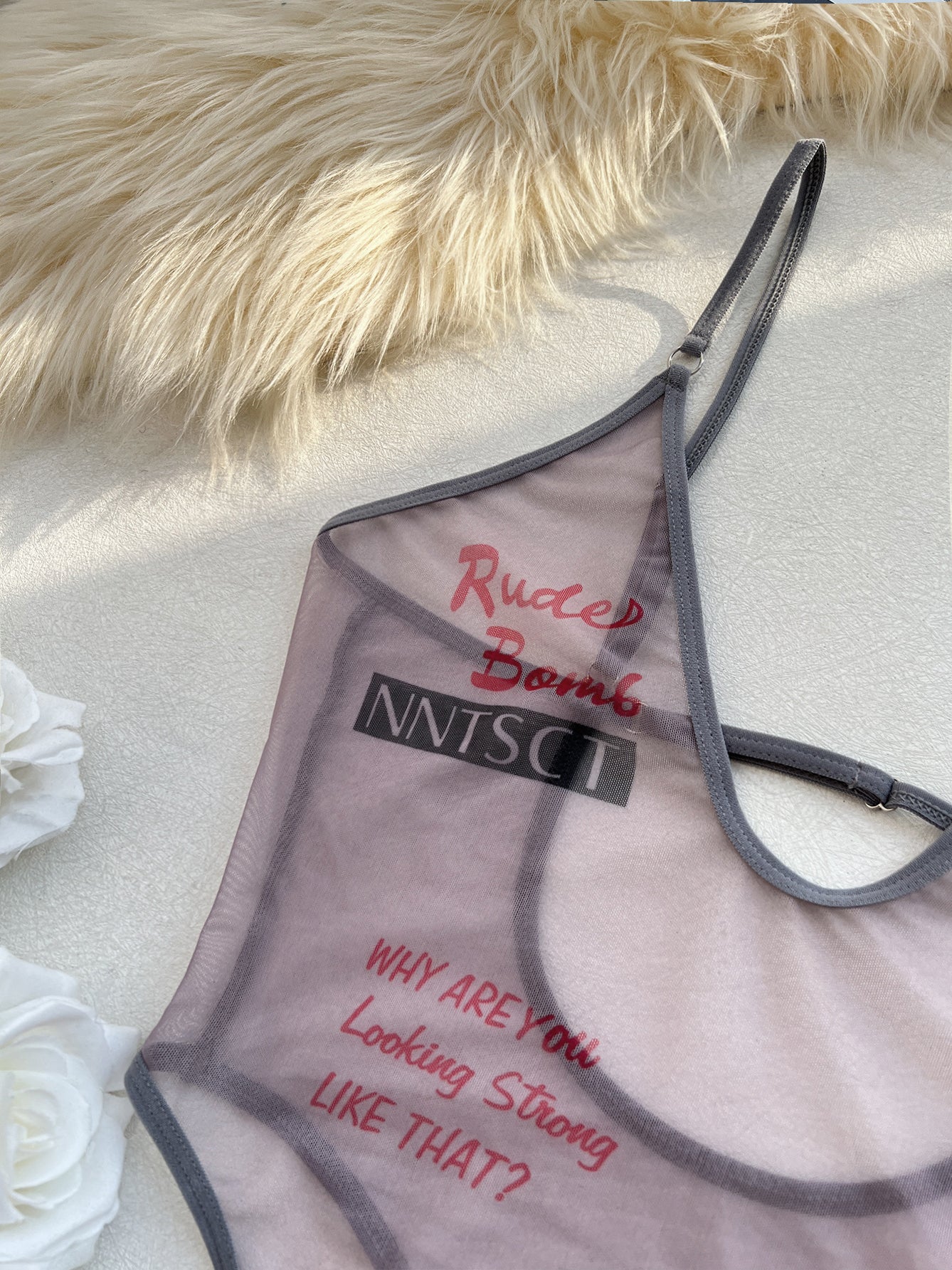 Sexy Letter-Print Erotic Bodysuit