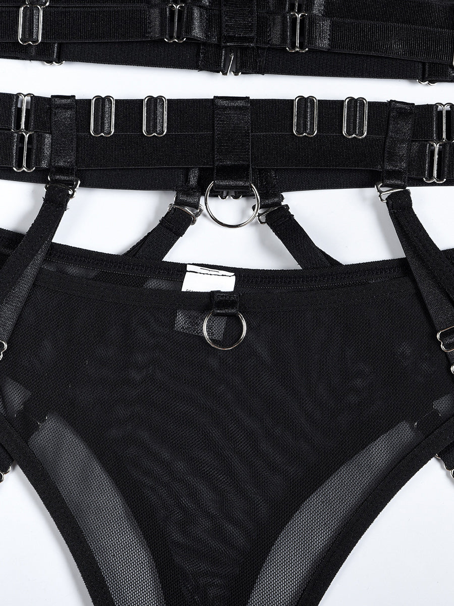 Hot sale sexy lingerie splicing hollow sexy lingerie 5 piece set