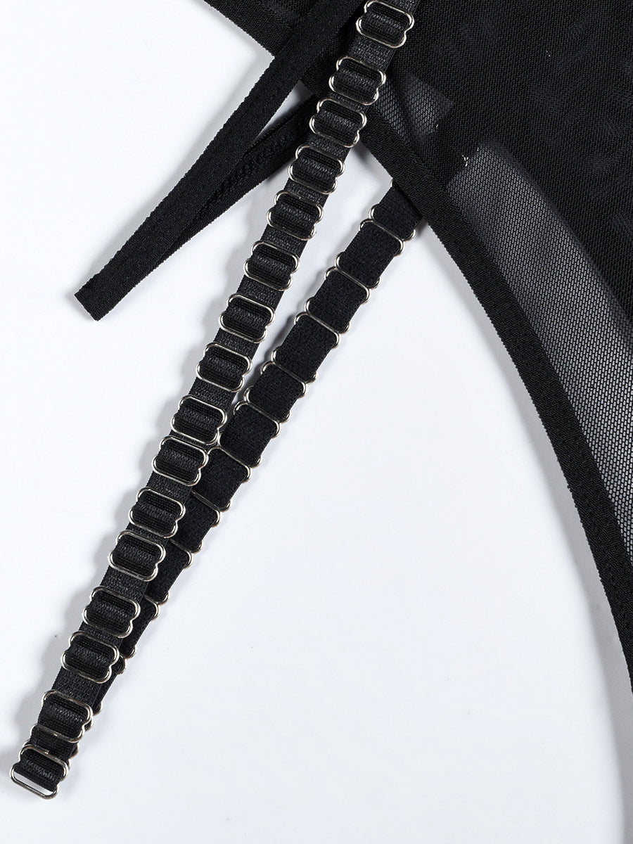 Hot sale sexy lingerie splicing hollow sexy lingerie 5 piece set