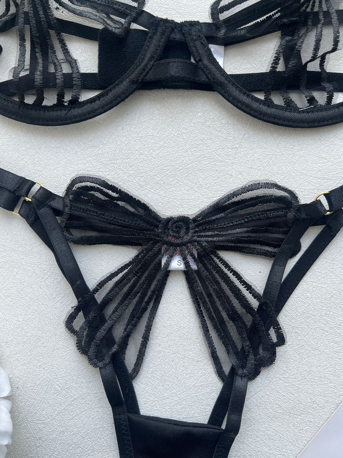 Sexy 3D Bow Lingerie & Thong Two-Piece Set