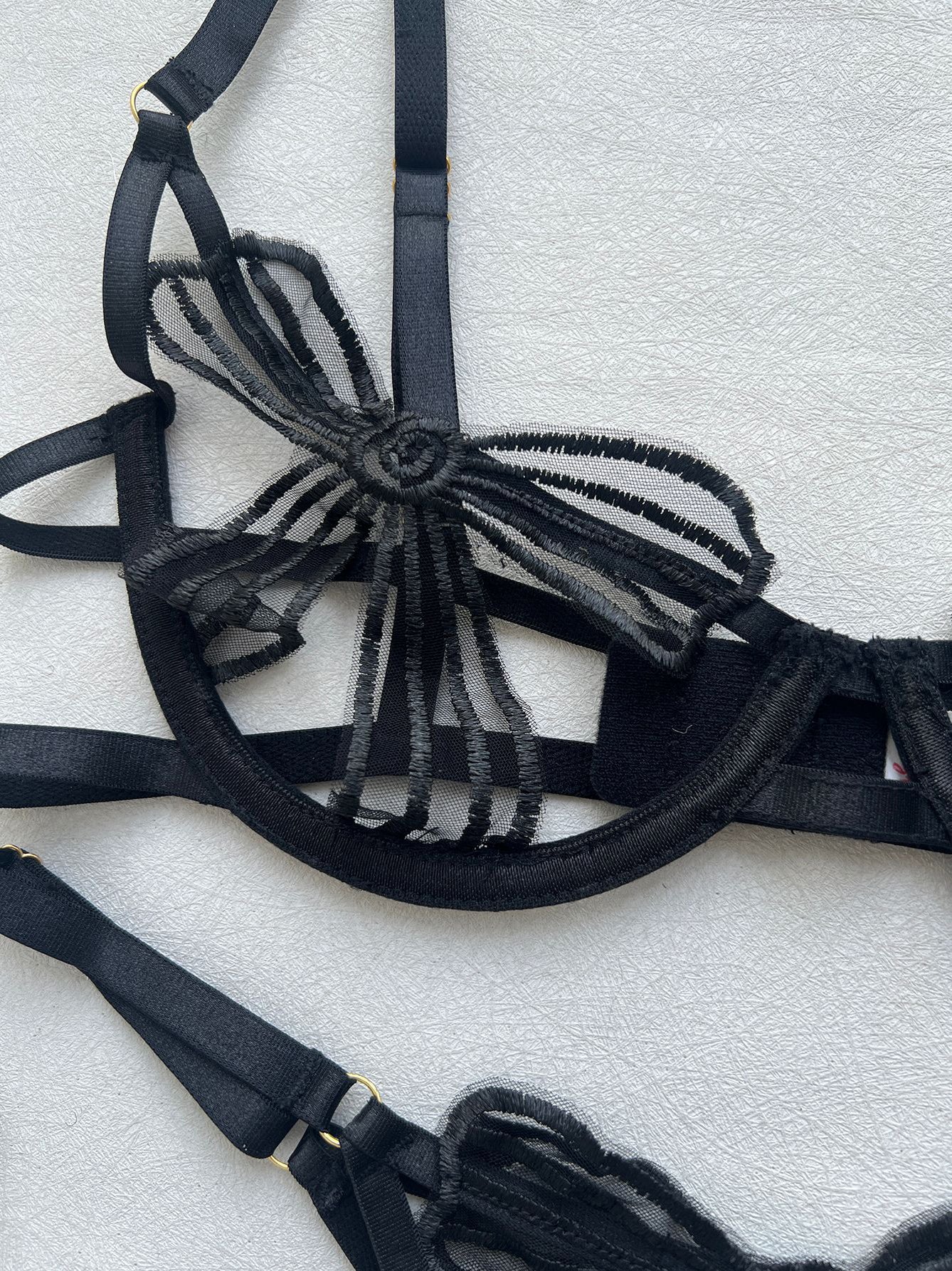 Sexy 3D Bow Lingerie & Thong Two-Piece Set