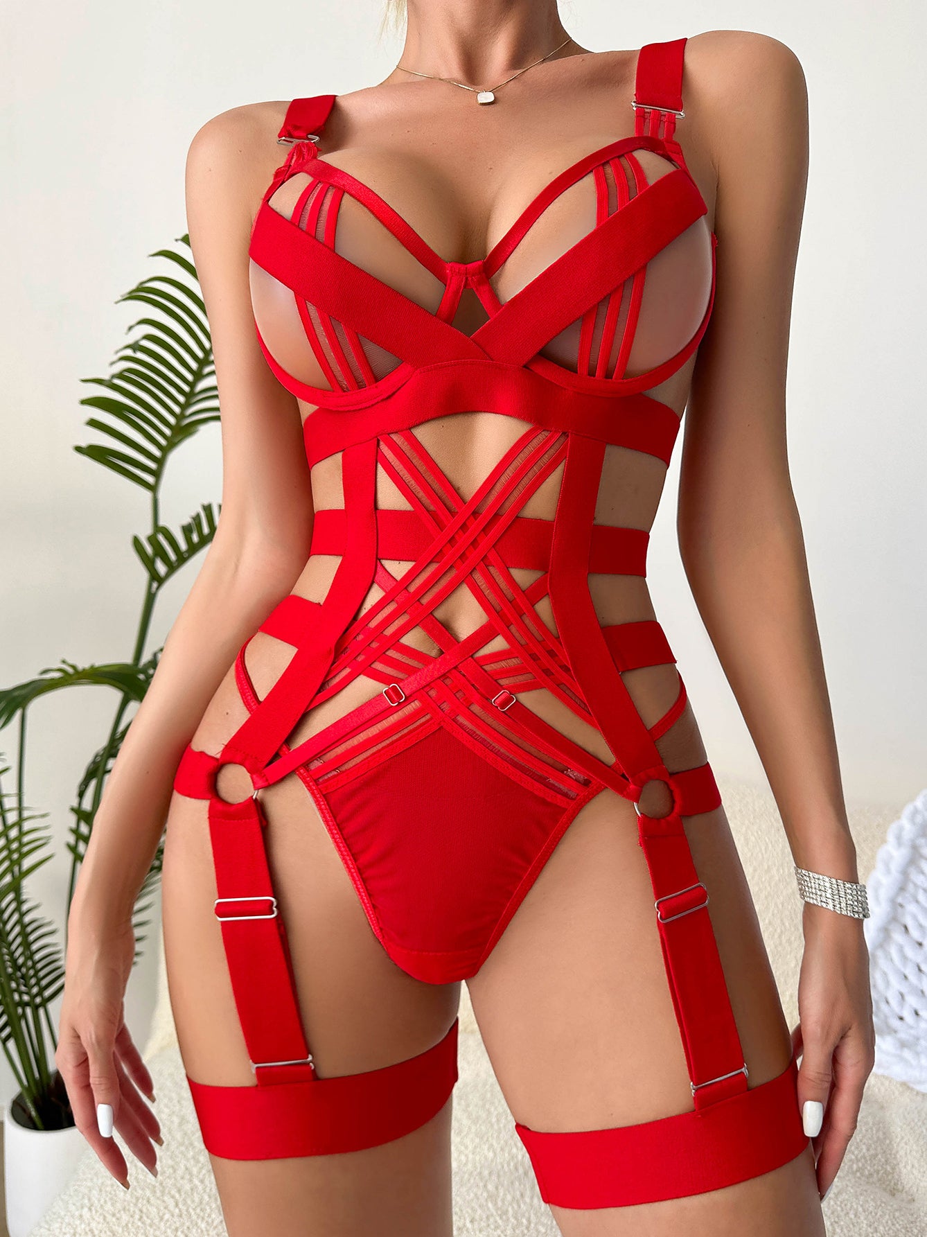 Erotic Women's Bandage Bodysuit
