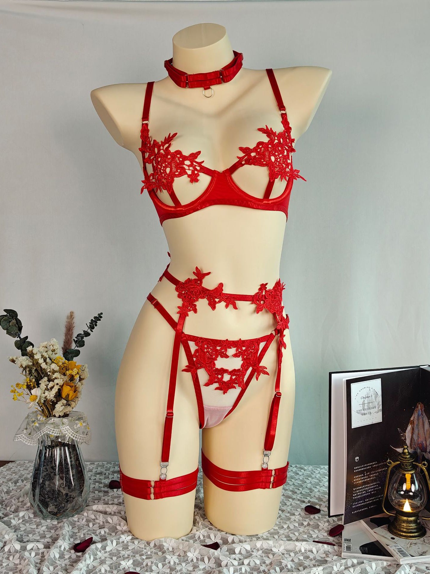 New Embroidered Floral Sexy Lingerie Set