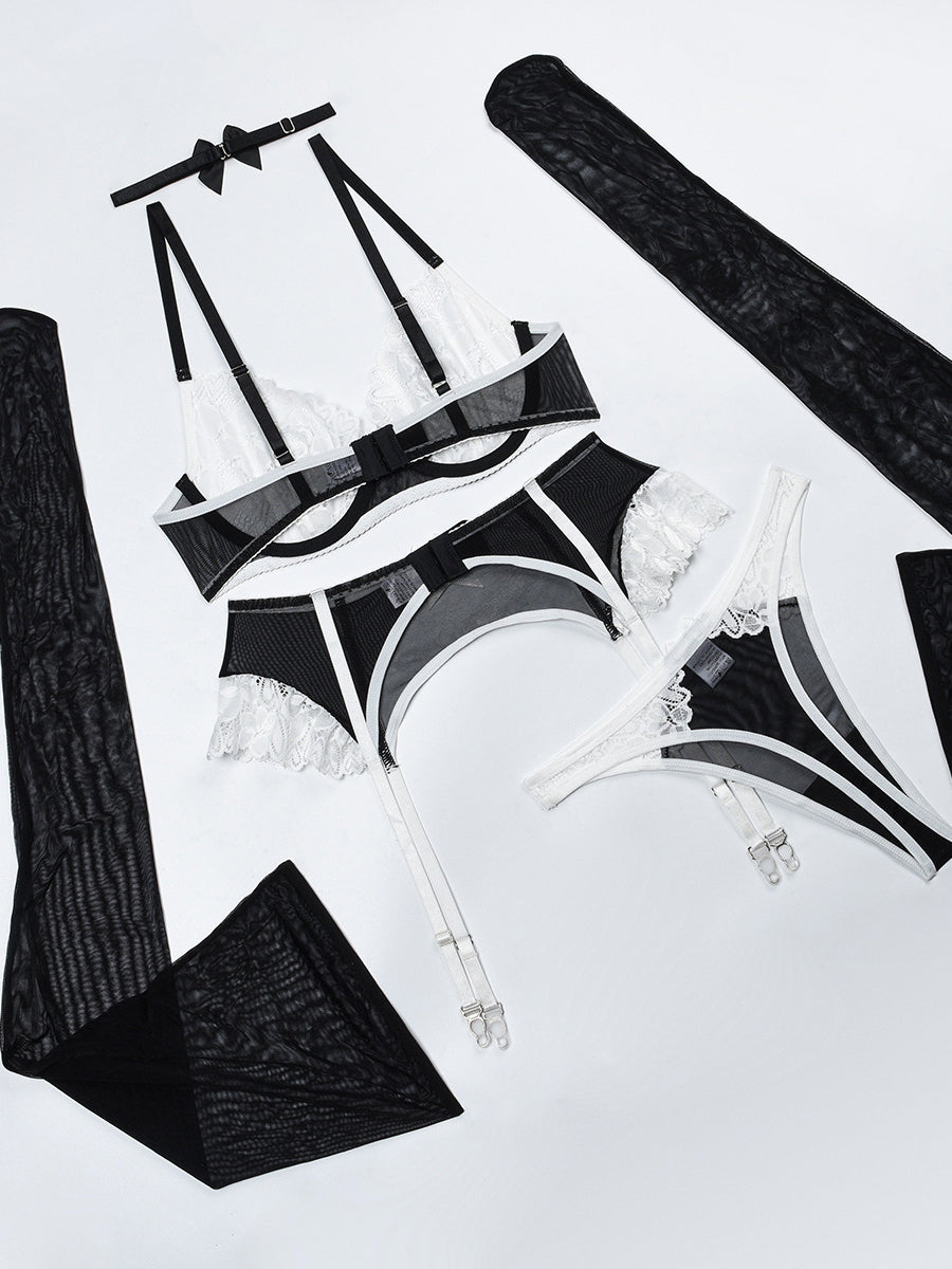 Sexy lace bow underwear five-piece set
