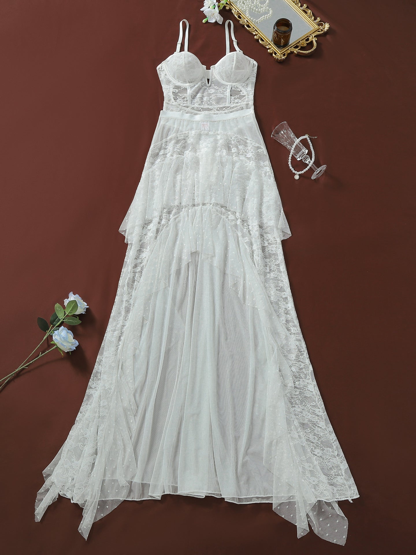 Sexy and romantic floral lace camisole dress