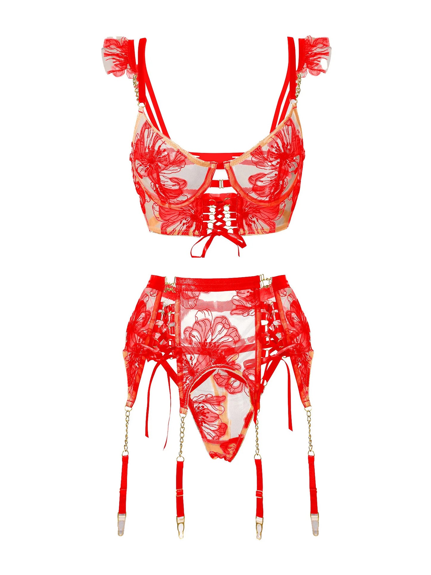 Nude Ribbon Sculpting Body Lingerie Set