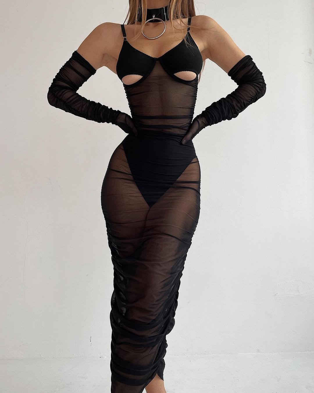 Sexy new style women's hollow see-through underwear 4-piece set